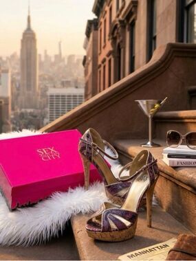 🛍️Sex and the City' peep toe heels with ankle strap. Authentic with packaging.